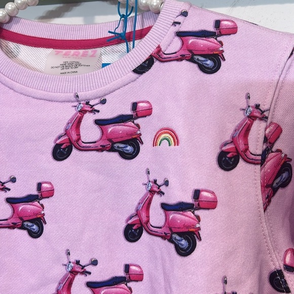 Terez Light Pink Italian summer Vespa Pattern Sweatshirt size 6 new w tags - Picture 4 of 7